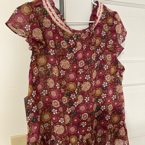 Floral Pink Blouse with Lace Trim NWTS - Picture 8 of 11